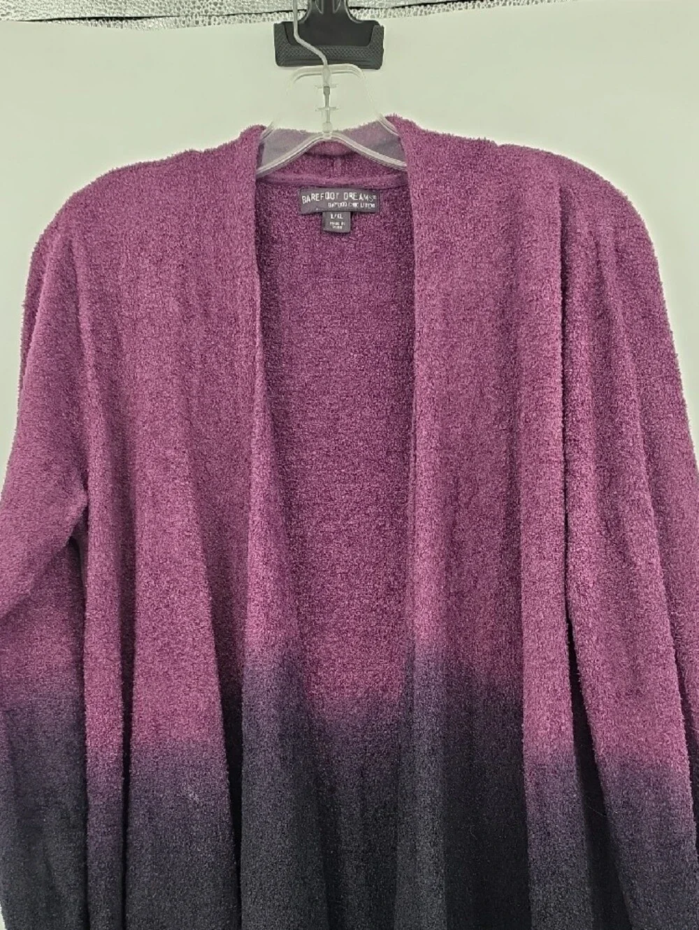 Barefoot Dreams Purple to Black Ombre Plush Open-Front Cardigan Size L/XL